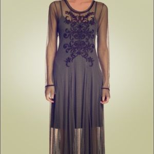 Floor length Biya mesh embroidered dress NWT